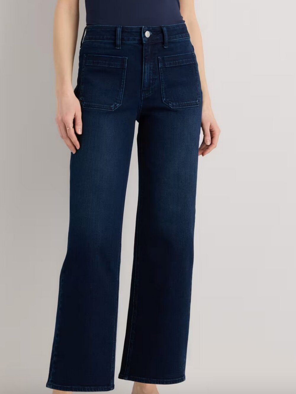 Quince Bella Stretch Patch Pocket Wide Leg Jeans
